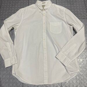 J Crew Classic Secret Wash Organic Cotton Stretch Button Down Shirt White L